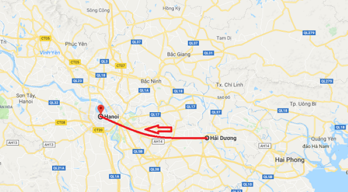 Từ Hà Nội đến trung tâm thành phố Hải Dương khá gần, chỉ khoảng 60 cây số về phía Đông, mất khoảng 1 giờ đồng hồ di chuyển.